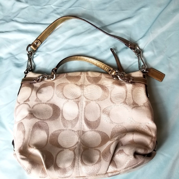 Coach Signature Brooke Metallic Hobo Handbag - Picture 1 of 13